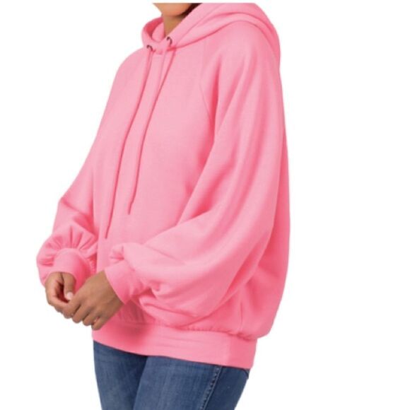 NWT RAGLAN SLEEVE SOFT STRETCH SWEATSHIRT bright pink - Picture 1 of 4